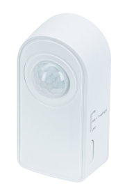 Weißer Bewegungsmelder aus Kunststoff mit PIR-Sensor und Schalter für Lichtsteuerung