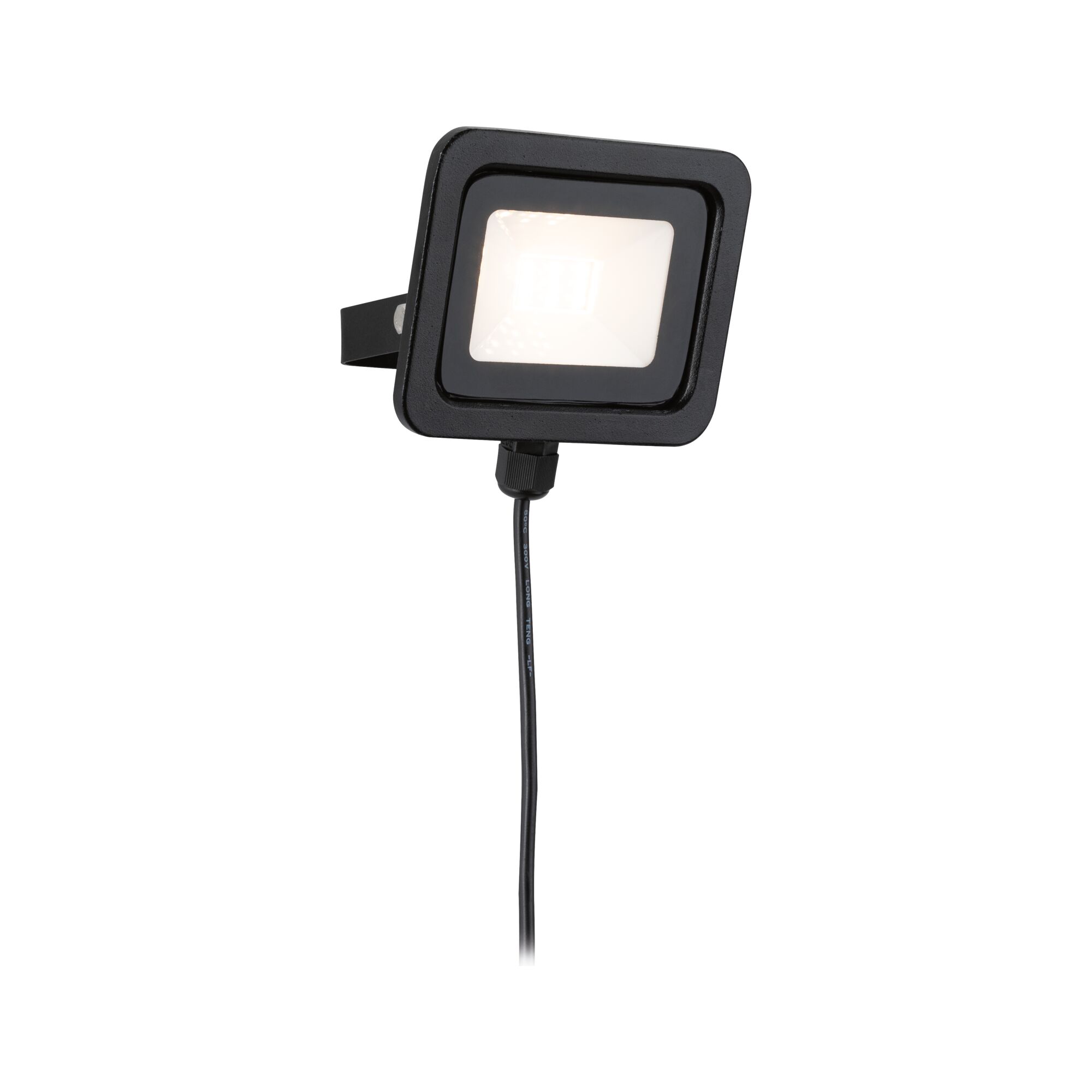 Projecteur LED noir avec câble et boîtier métallique rectangulaire pour éclairage extérieur