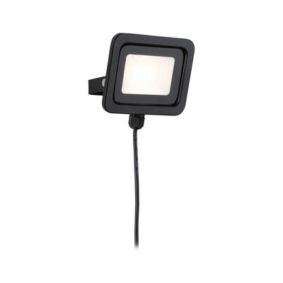 Projecteur LED noir avec câble et boîtier métallique rectangulaire pour éclairage extérieur