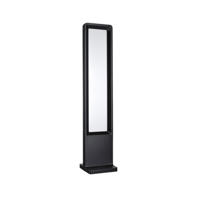 Black modern LED outdoor bollard made of aluminum with rectangular design for garden lighting