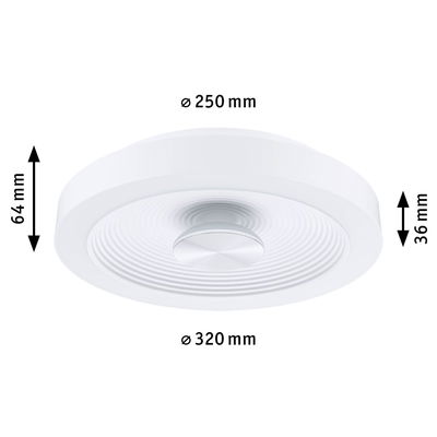 White round ceiling light with metal center and 320 mm diameter, LED ceiling lamp for home lighting