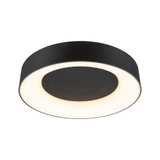 Round black LED ceiling light with warm white illumination for modern rooms and energy-efficient lighting