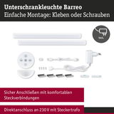 Unterschrankleuchte Barreo in Weiß mit Fernbedienung und Montagezubehör für einfache LED-Beleuchtung