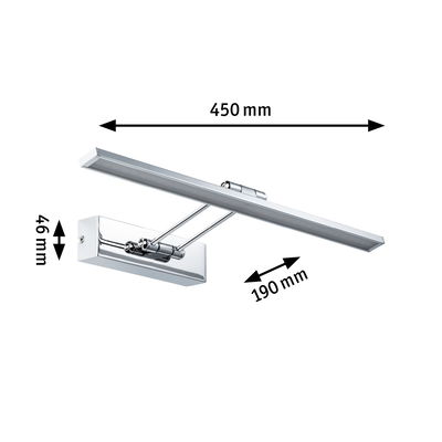 Chrome LED wall light 450 mm long with modern design for stylish home lighting solutions