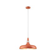 Nowoczesna lampa wisząca z metalu w kolorze pomarańczowym z ciepłym światłem do oświetlenia wnętrz