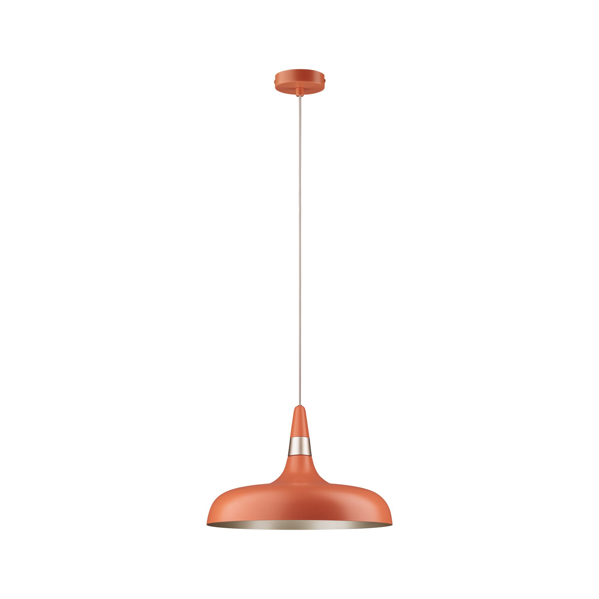 Nowoczesna lampa wisząca z metalu w kolorze pomarańczowym z ciepłym światłem do oświetlenia wnętrz