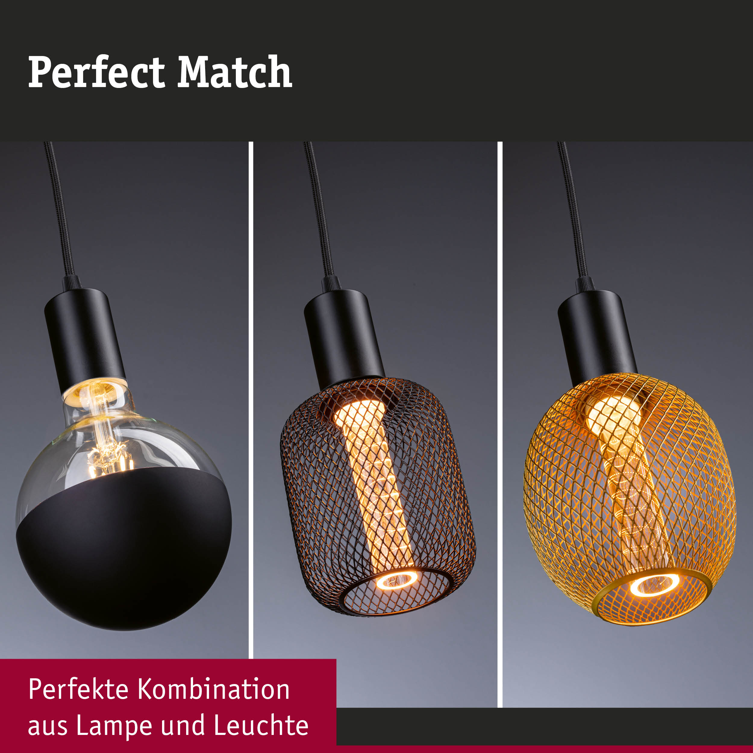 Drei moderne Pendelleuchten mit schwarzem Metall und warmem Licht für stilvolle Innenbeleuchtung