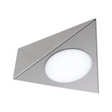 Triangular LED recessed light in brushed stainless steel with white light for modern interiors