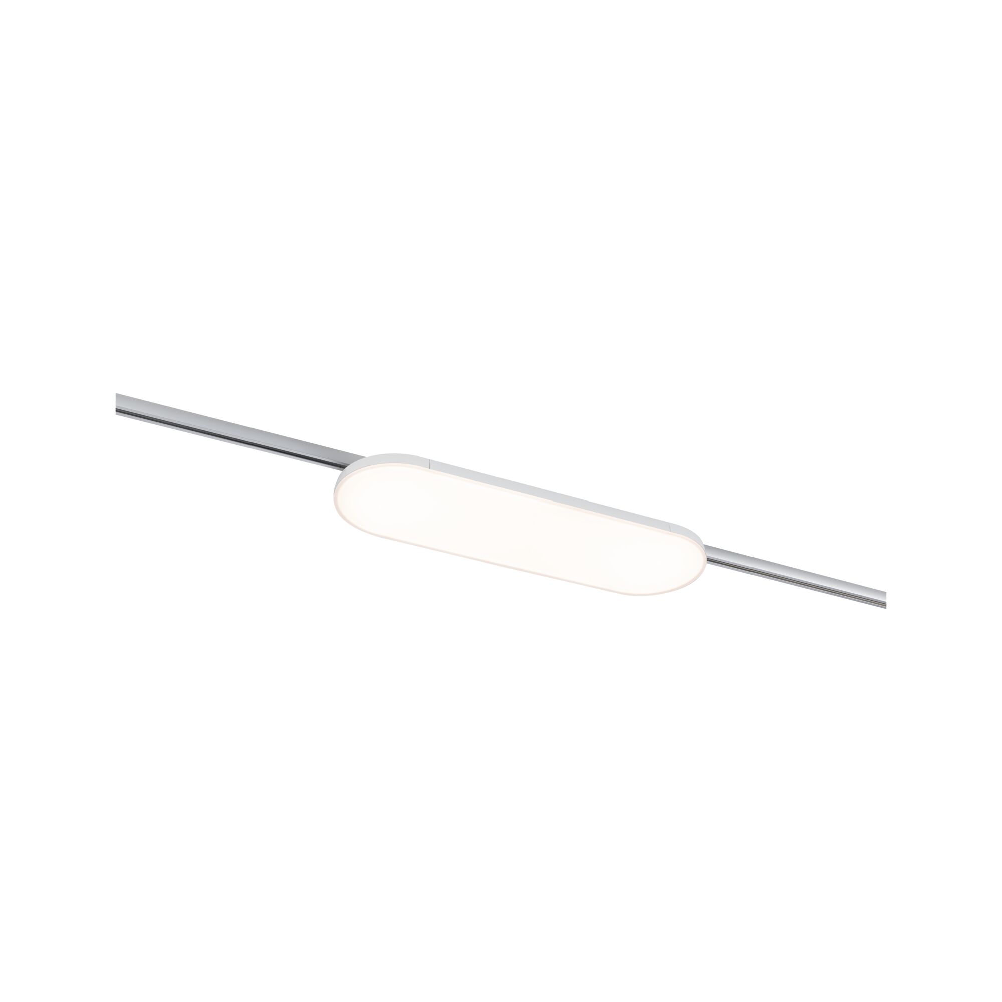 Éclairage sur rail LED moderne avec diffuseur plastique blanc et rail argenté pour éclairage flexible