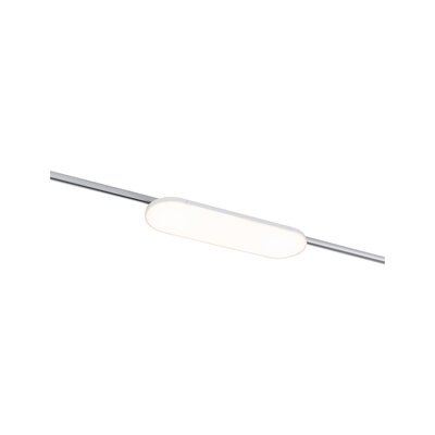 Modern LED track light with white plastic diffuser and silver rail for flexible room lighting solutions