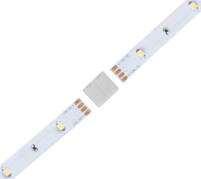 White LED strip connector for 12V DC LED light strips with copper contacts and plastic housing