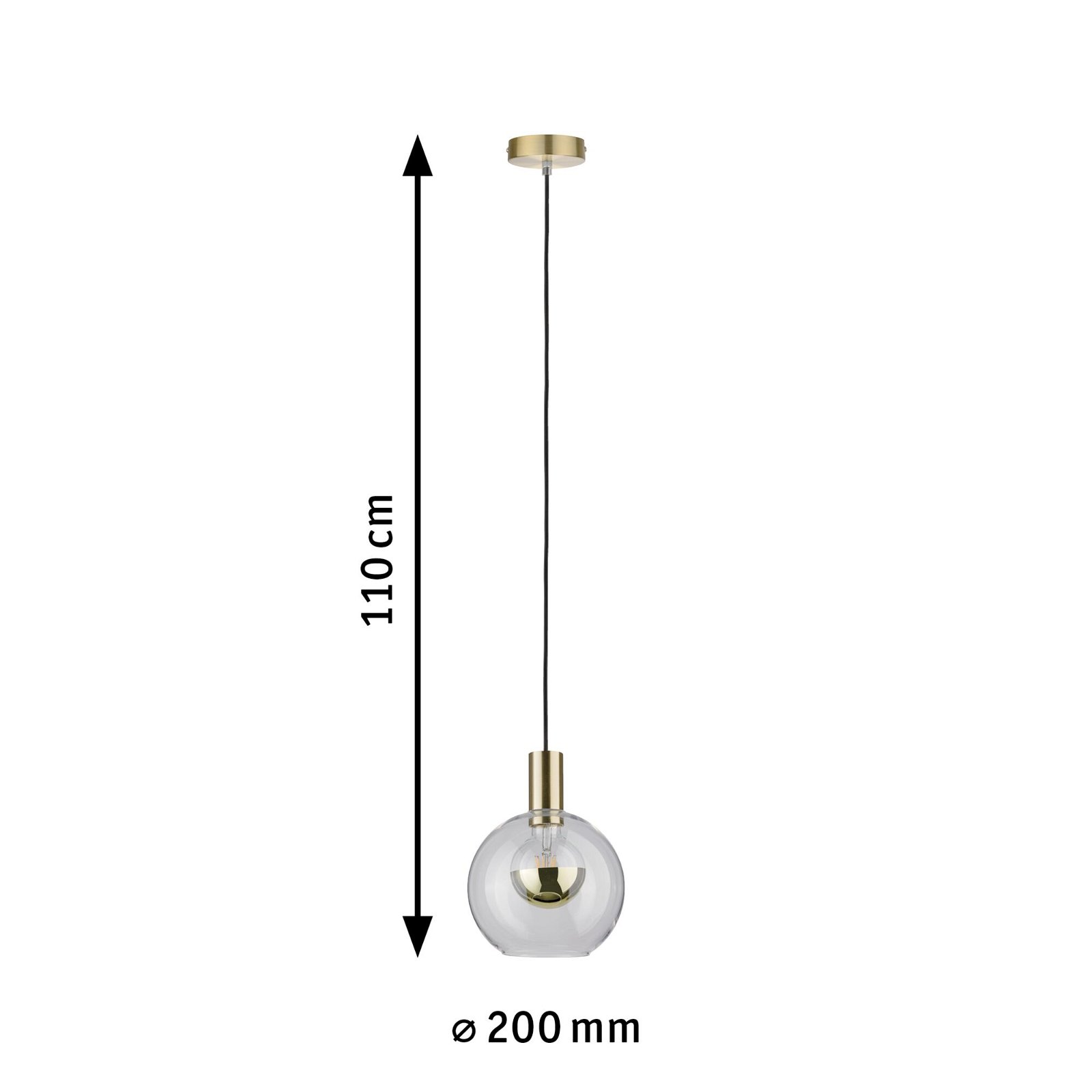 Neordic Luminaire en suspension Esben E27 max. 20W Clair/Laiton brossé gradable Verre/Métal