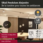 Luminaire URail Pendulum Alejandro avec LED blanc chaud et fonction 3-step dim intégrée dans salle à manger moderne