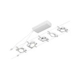 Modernes weißes LED-Seilsystem mit fünf quadratischen Spots für flexible Raumbeleuchtung