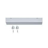 Silver aluminum cable duct with two end caps and screws for LED lighting systems