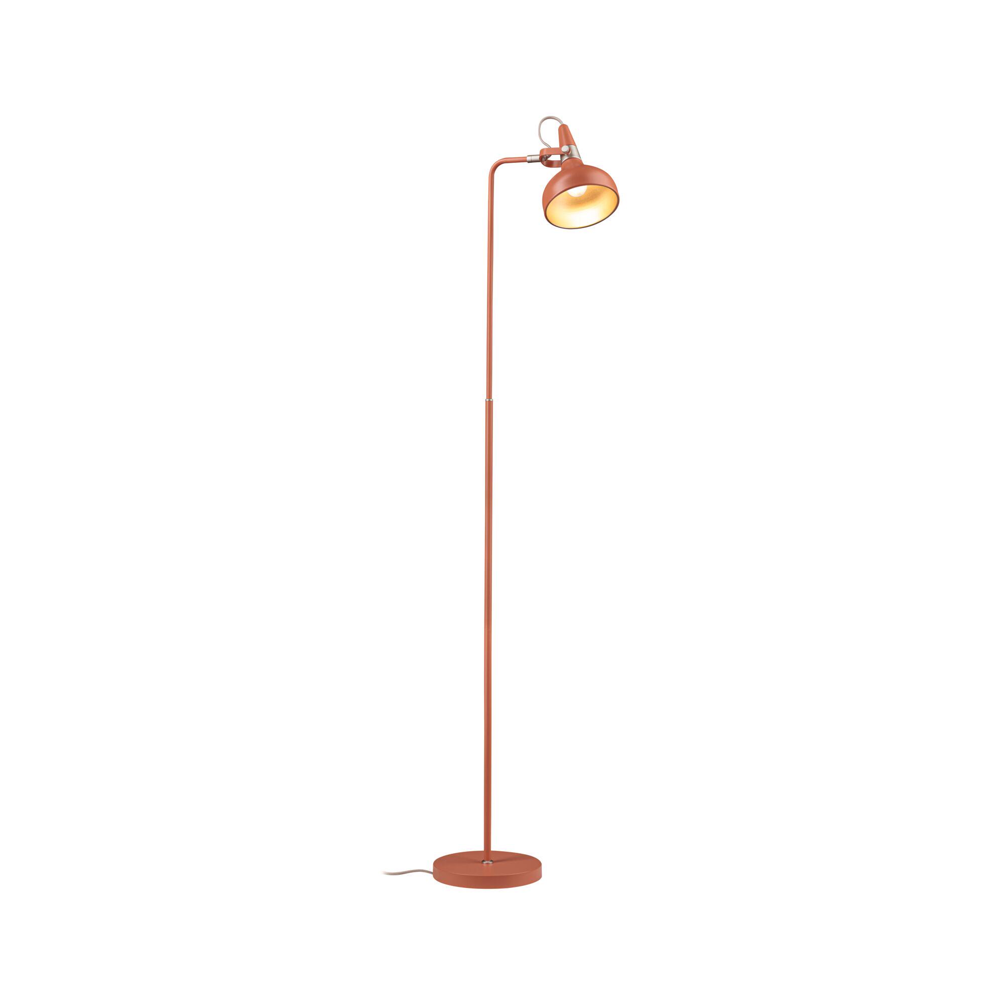 Stojąca lampa do czytania z metalu w kolorze rdzy z regulowanym kloszem do oświetlenia wnętrz