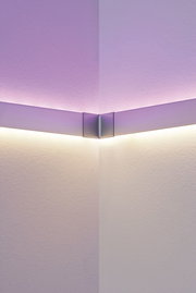 Corner LED wall light with aluminum profile and warm white light for modern room lighting