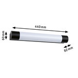 Black and white plastic LED wall light measuring 440x60x82 mm for modern indoor lighting