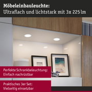 Ultraflache Möbel-Einbauleuchte in Weiß mit 3x 225 Lumen für vielseitige Schrankbeleuchtung