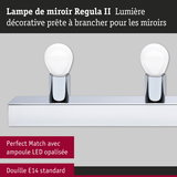 Lampe de miroir Regula II chromée avec deux ampoules LED blanches et douille E14 standard