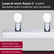 Lampe de miroir Regula II chromée avec deux ampoules LED blanches et douille E14 standard