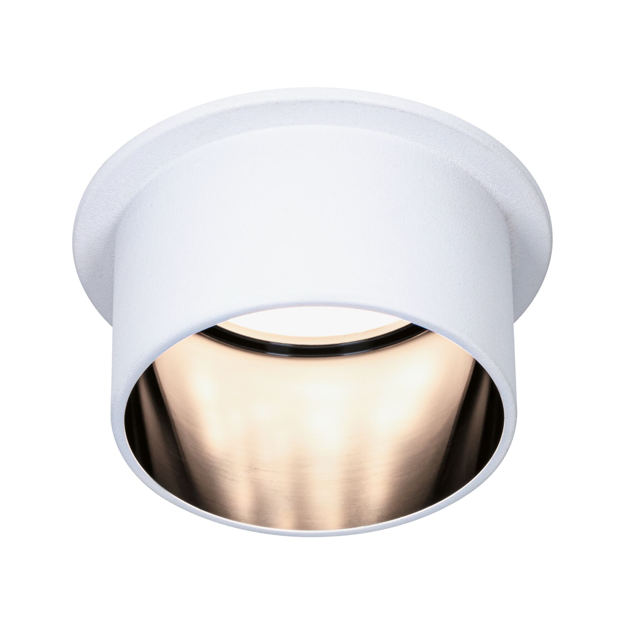 Spot encastré rond en métal blanc avec lumière LED blanc chaud pour éclairage intérieur moderne
