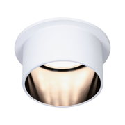 White metal recessed ceiling spotlight with warm light for modern interior lighting