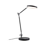 Modern black metal LED desk lamp with round light head and touch control panel