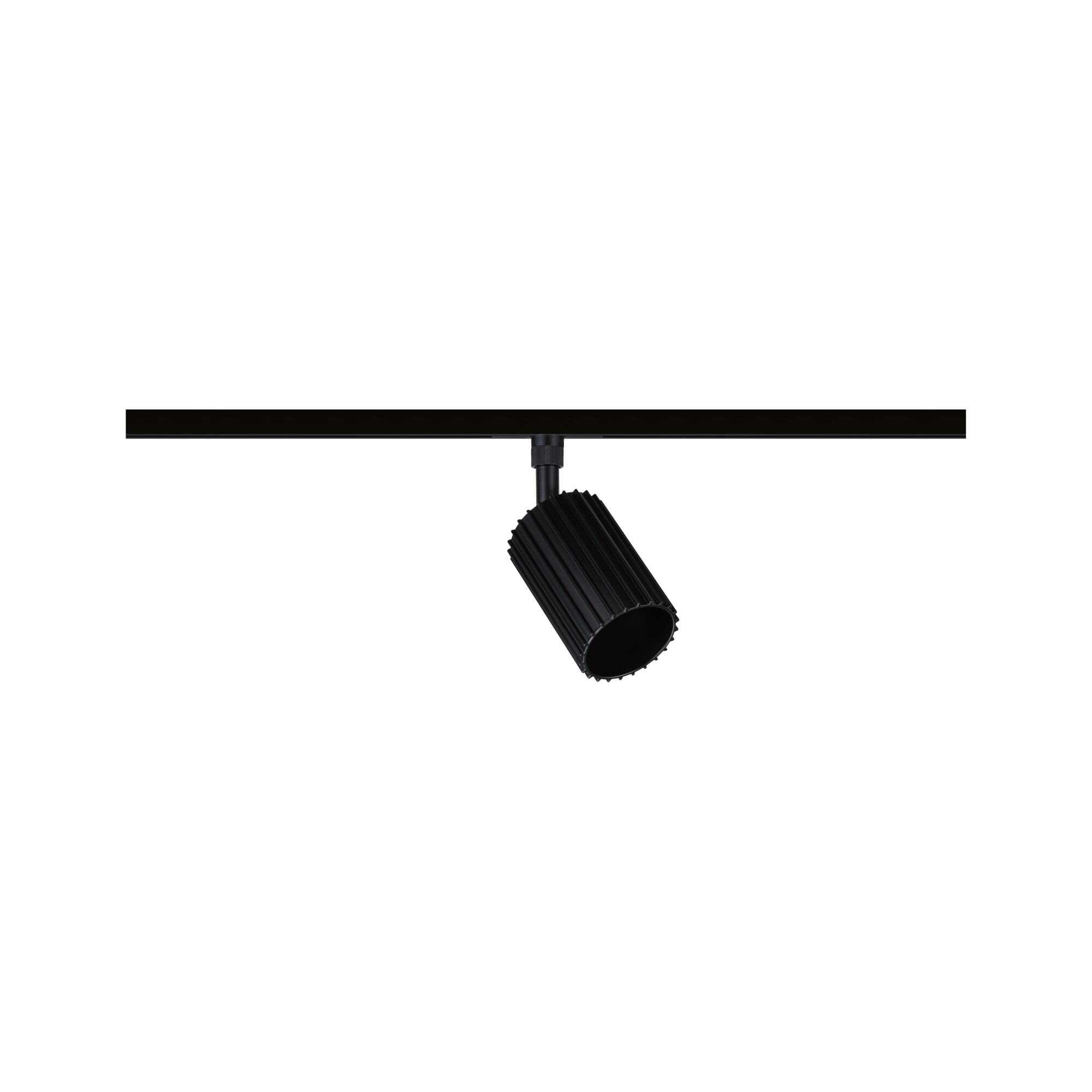 Spot LED noir en aluminium sur rail avec boîtier rainuré pour un éclairage moderne