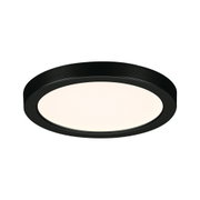 Round LED ceiling light with black metal frame and warm white light for modern interiors