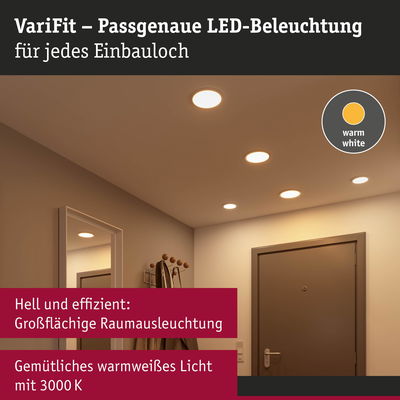 VariFit LED-Einbauleuchten mit warmweißem Licht für helle, effiziente Raumbeleuchtung im Flur