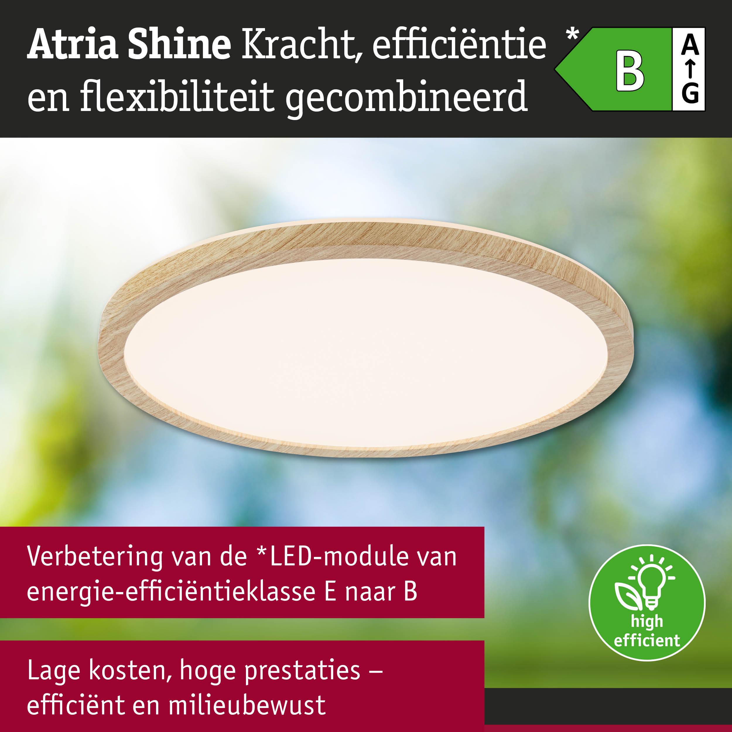 Ronde LED-plafondlamp met houten frame in natuurlijke kleur, energiezuinig en milieubewust