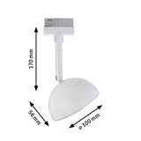White LED spotlight with half-round shade measuring 170x56x100 mm for modern lighting