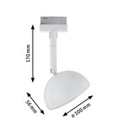 Weißer LED-Strahler mit halbrundem Schirm und Maßen 170x56x100 mm für moderne Beleuchtung