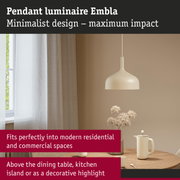 Minimalist Embla pendant light in cream white, ideal for modern residential and commercial spaces