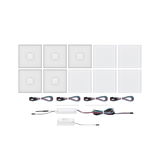 Set of white square LED modules with cables made of plastic for flexible lighting solutions