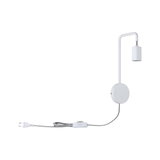 White metal wall lamp with flexible arm and inline switch for modern indoor lighting
