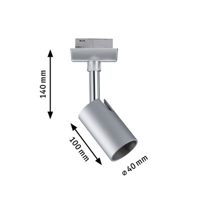 Silberner LED-Strahler aus Metall mit 140 mm Höhe und 40 mm Durchmesser für moderne Beleuchtung
