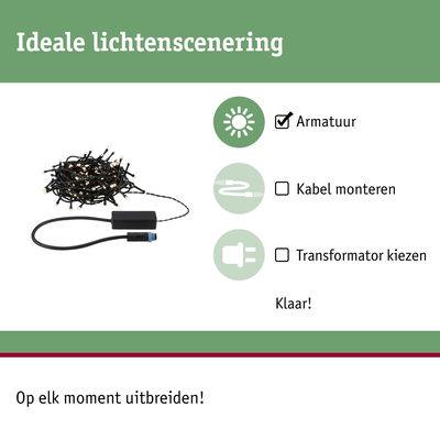 Zwarte LED-lichtsnoer met stekker en controller voor eenvoudige installatie en uitbreidingsmogelijkheden