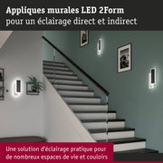 Applique murale LED noire 2Form avec éclairage direct et indirect pour escalier moderne