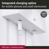 White integrated USB type C charging socket for mobile phones and small electronics