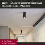 Plafonnier cylindrique noir Barrel en métal pour éclairage décoratif d’ambiance et d’accentuation