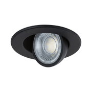 Black LED recessed spotlight with round lens and matte housing for modern indoor lighting