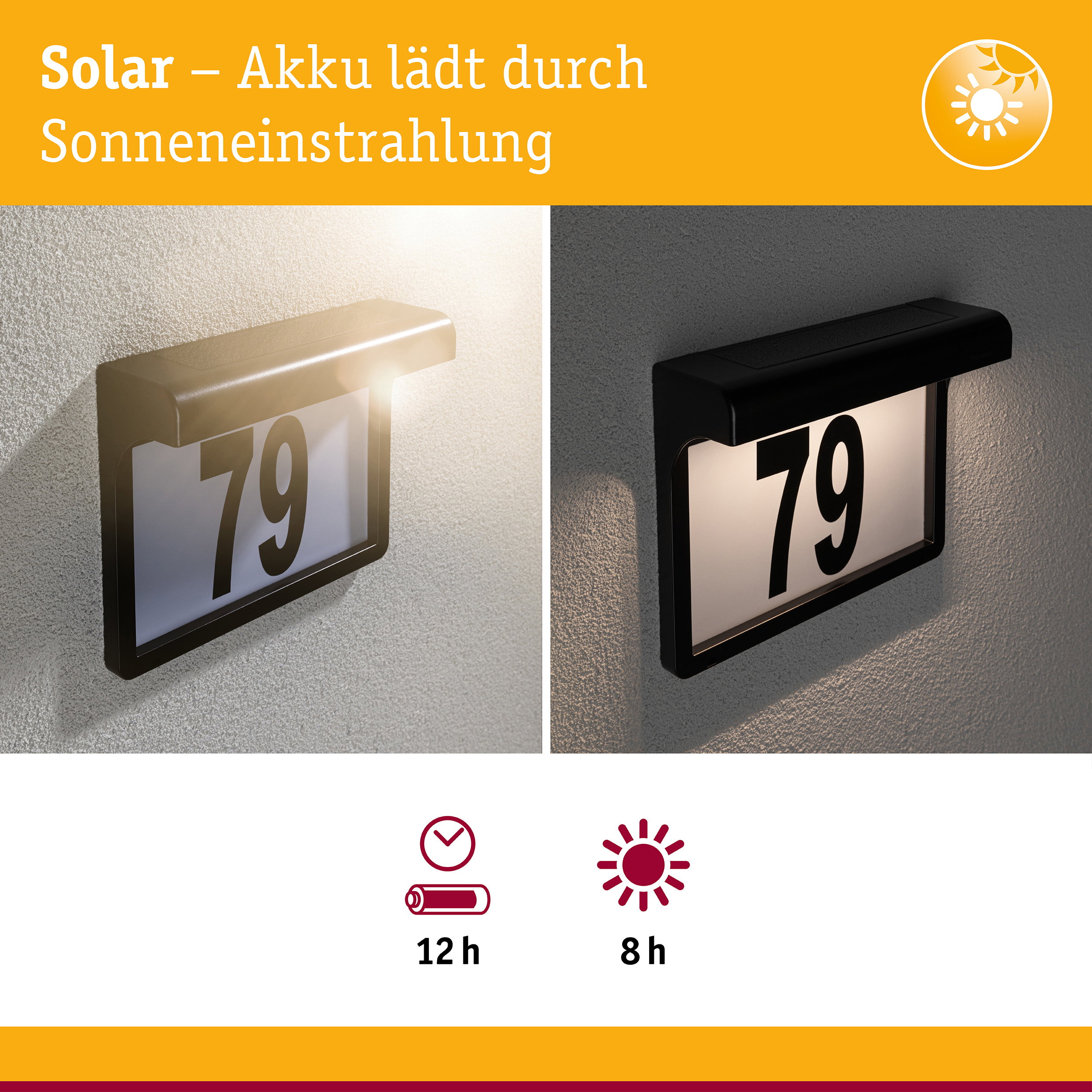 Solar LED Hausnummernleuchte Dayton II IP44 3000K 2lm Schwarz