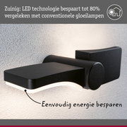 Zwarte LED-wandlamp met energiebesparende technologie en modern design op gestructureerde muur