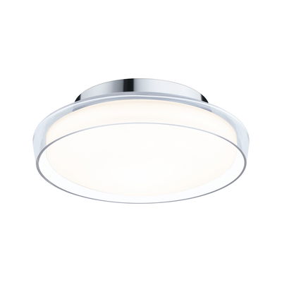 Plafonnier LED rond avec bord chromé et verre acrylique blanc pour éclairage moderne