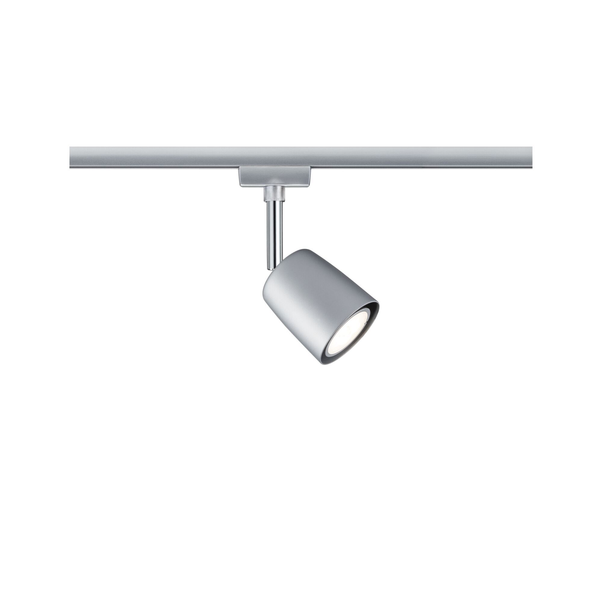 Spot LED moderne en métal argenté pour système sur rail, dimmable et orientable