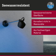Schwarze Wandlampe mit seewasserresistenter Oberfläche aus hochwertigem Material für Außenbereiche
