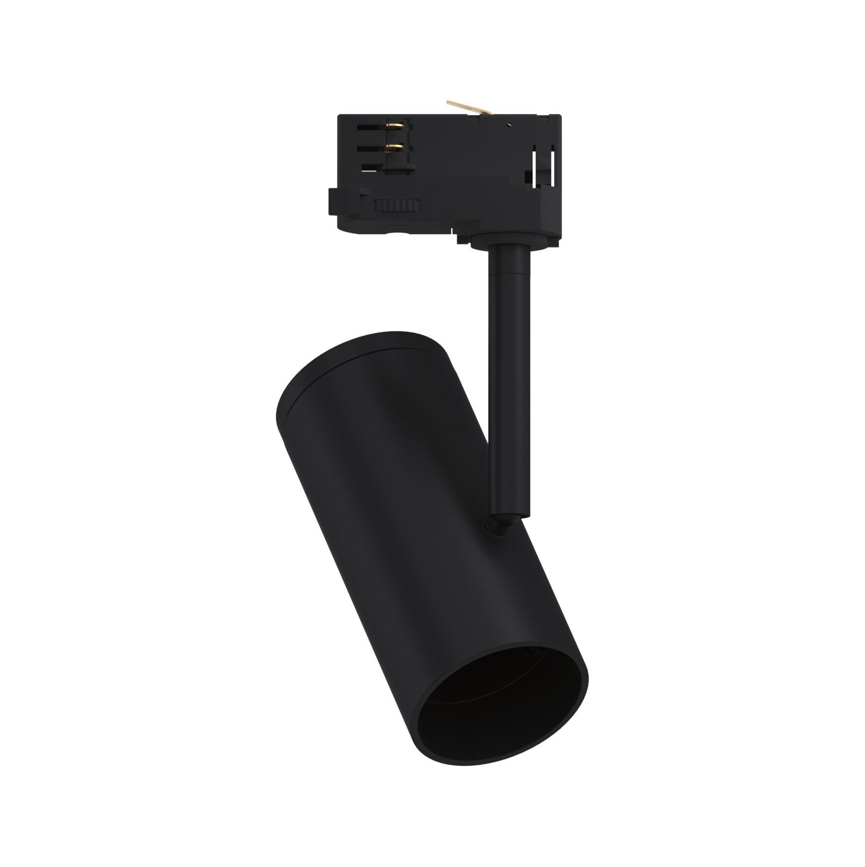Schwarzer LED-Spot aus Metall mit Schienenadapter für flexible Beleuchtung im Innenbereich