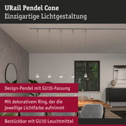 URail Pendel Cone Design-Pendelleuchte in Weiß mit GU10-Fassung über Esstisch im modernen Raum